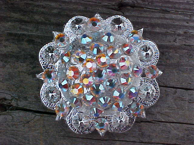 Aurora Borealis Crystal Silver Berry Concho